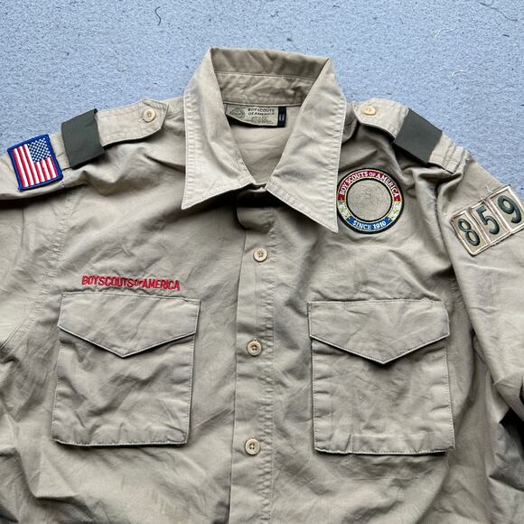 Boy Scouts of America BSA Uniform Shirt Mens Small 859 Patches Short Sleeve - Picture 8 of 11